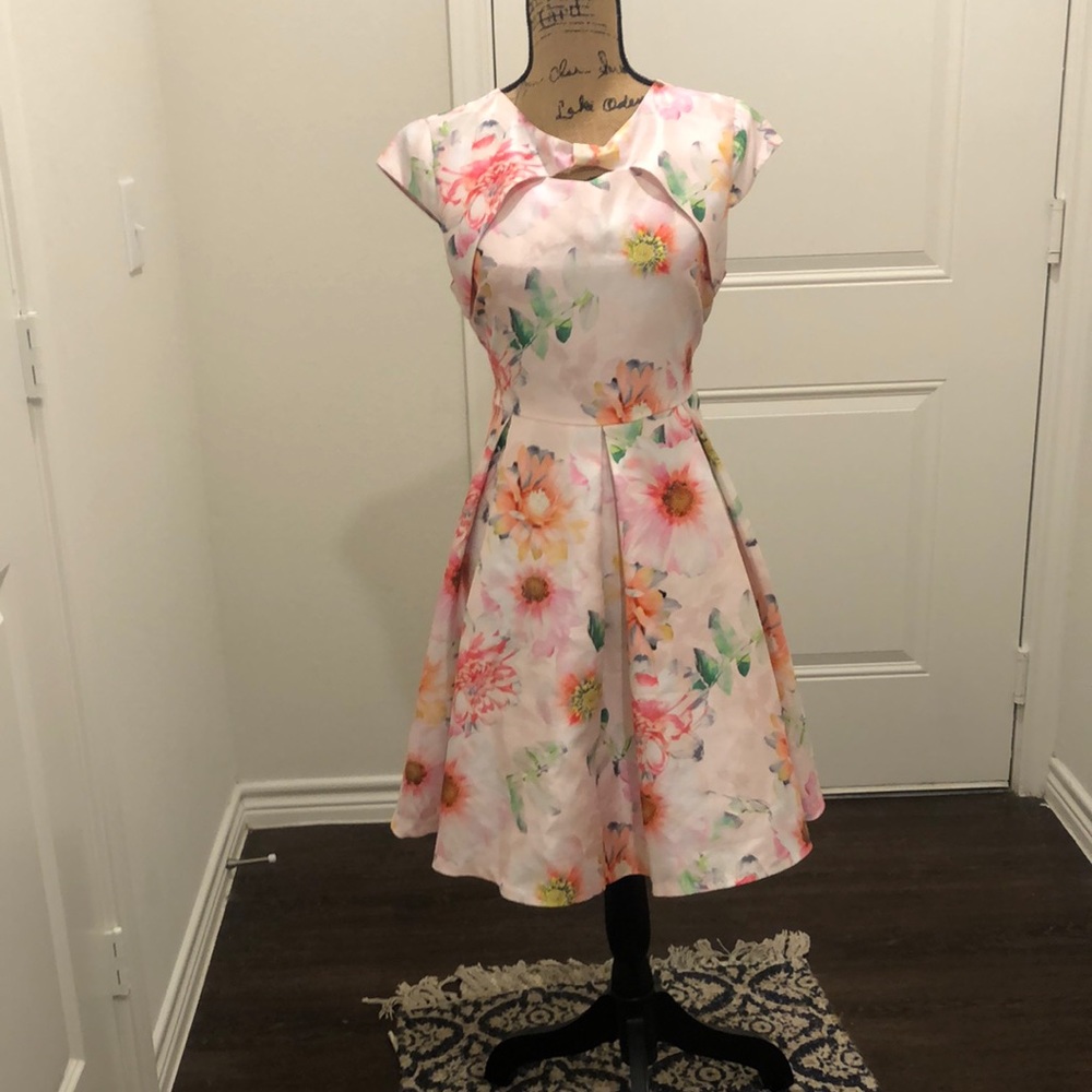 Pink floral girls dress